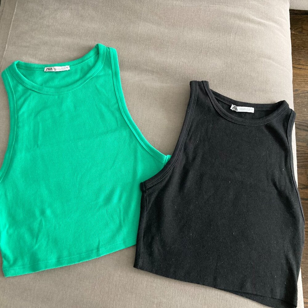Zara Midrift Tank Tops with Deep Cut Armpit Holes